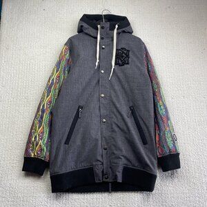 Y2K Nomis Psychedelic Sleeve AOP Jacket Hooded Lined Winter Snowboard Ski Men M